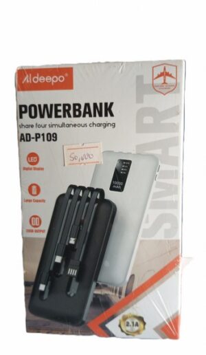 Aldeepo AP-109 Power Bank 10000mAh With 4 Charging Multi Cables (New)