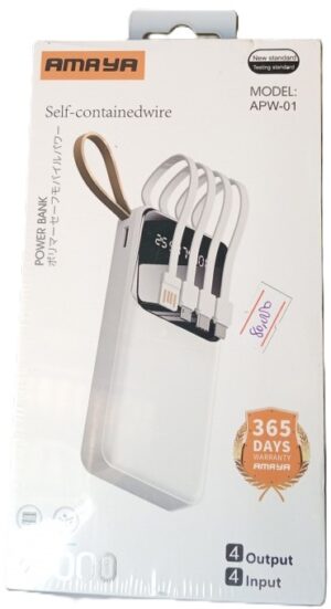 AMAYA APW-01 Power Bank 20000mAh With 4 Charging Multi Cables (New)