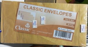 Brown Envelopes  9'' X 4.5'' Packet 50pcs ( new) . N.B Company may Differ