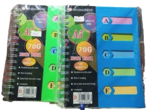 Shuangliwenju A5 120pages Spiral Notebooks with Separators  ( new)