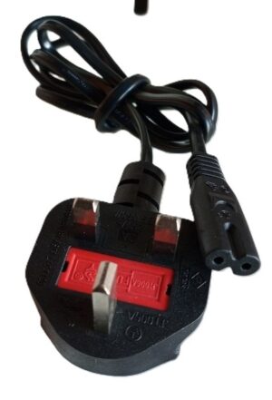 Original 3 pin C7 fused Power Cord / Power Cable for Laptop adapters , radios etc ( Refurblished))