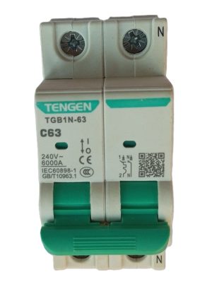 Tengen Double Electric Circuit Breaker 240V- TGB1N-63 C63 ( New)