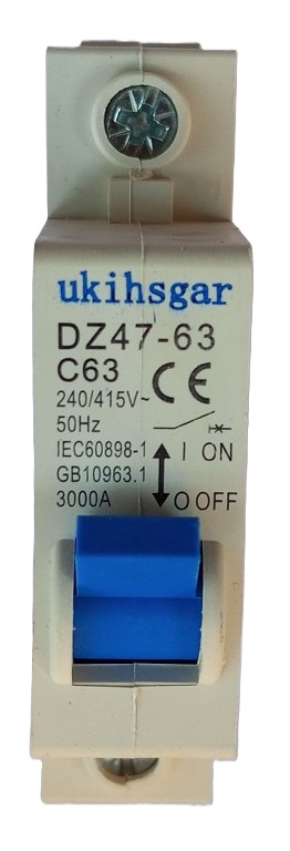 Ukihsgar Single Electric Circuit Breaker 240V/415VDZ47-63 C63 ( New)