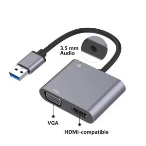 USB to HDMI-compatible VGA Adapter 1920*1080P Dual Output Multi-Display Converter For Mac OS Windows 7/8/10/11 Laptop Computer ( new)