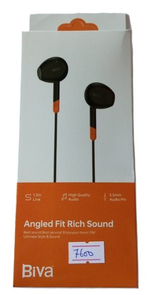 Biva High Quality Angled Fit RichSound Wired Earphones  HF-24 with 1.2m Cable & 3.5mm Audio Pin ( New)