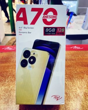 Itel A70 Smart Phone, 128gb space 3+5GB* Ram 6.6'' Screen, 5000mah Battery( New)