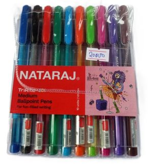 Nataraj Tririte Colour Pens Color Ball point Pens 10pcs in packet ( new)