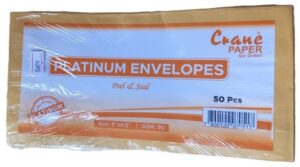 Crane Platinum Brown Envelopes  9'' X 4.5'' Packet 50pcs ( new) .