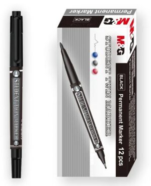 M&G  Student Twin Marker , Permanent Markers Packet - 12pcs black ( New)