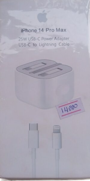 Iphone 14 Pro Max 25W USB-C Power Adapter with USB-C to Ligtning Cable Charger ( New)