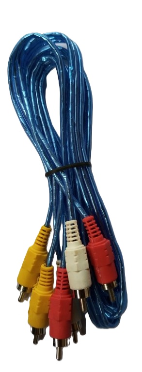 3 RCA  to 3 RCA  Male AV Audio Video Cable for DTH, HDTV, Set Top Box, DVD Players ( banana to banana )  ( New)