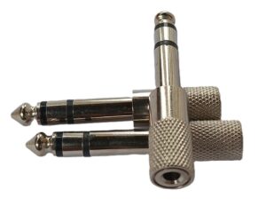 Audio Adapter Microphone Mic Headset 3.5mm Hole Female to 6.35 Male Plug Small to Large Dual Channel ( new)