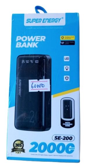 Super Energy Power Bank 20000mAh With 4 Charging Multi Cables model SE-200 (New)