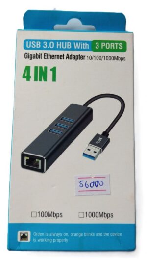 Usb 3.0 Hub with 3 ports and with a gigabit Ethernet Adapter (New)