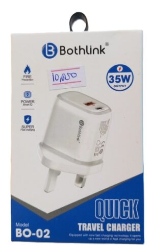 Bothlink BO-02 PD+QC 35W Fast Charger with Usb to Micro Smart Cable ( New )