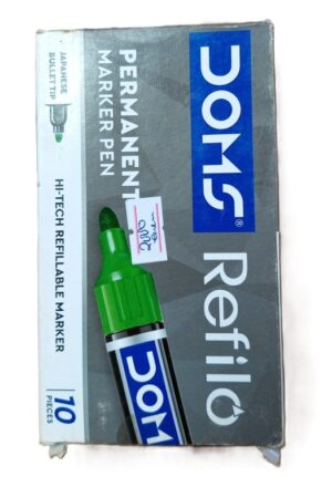 Doms Refilo Refillable Permanent Markers Green Packet-10pieces ( New)