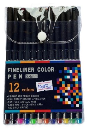 Fineliner 12 Colors Pens Fineliner Colour Pens 0.4mm 12 colours ( New)