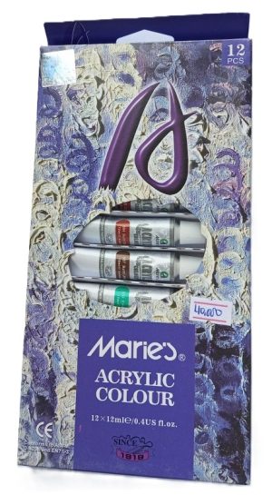 Maries Acrylic Colour tubes Water Color Tubes 12Pieces (New)