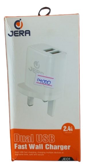 Jera JE-01 Jera JE01 Type C Charger with usb to Type C Charger Cable with Dual Usb 2.4A fast Charging Ports ( New)