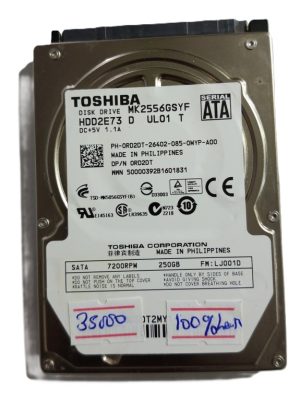 Toshiba 250gb 100% Health laptop Sata HardDisk ( refurblished)