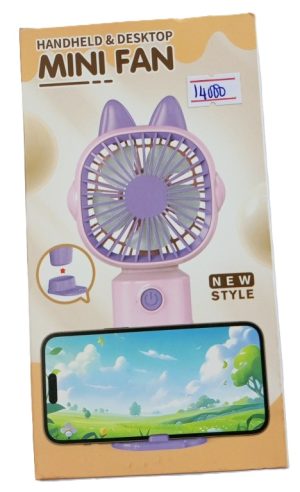 Hand Held and Desktop Mini Fan with  cat-ear design and a built-in stand to hold your phone ( New)