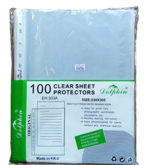 Dolphin A4 Size punched pockets , clear sheet protectors, clear plastic sheet protector or page protector files packet-100pcs ( New)