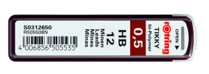 Rotring Tikky hi-Polymer Lead Refills, 0.5 mm, HB, 12 Leads for Mechanical pencil graphic Mechanical Drawing Technical Drawing (New)