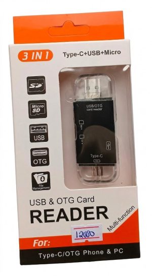 3 in1 Usb and Otg Card Reader USB Adapter Micro SDXC, SDHC, Card Reader High Speed OTG, USB 3.0/USB C ( new)