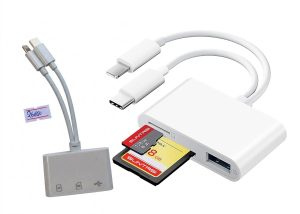 SD Card Reader for iPhone iPad Camera with USB C, Dual Card Slot USB 3.0 Memory Card Reader Supports SD/TF Card Trail Camera Viewer SD Card Adapter Portable Micro SD Card Reader No App Plug and Play ( new)
