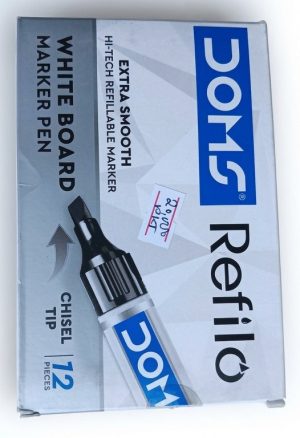 Doms White Board Markers Refillo box Black 12pcs  White Board Refillable Markers ( new)